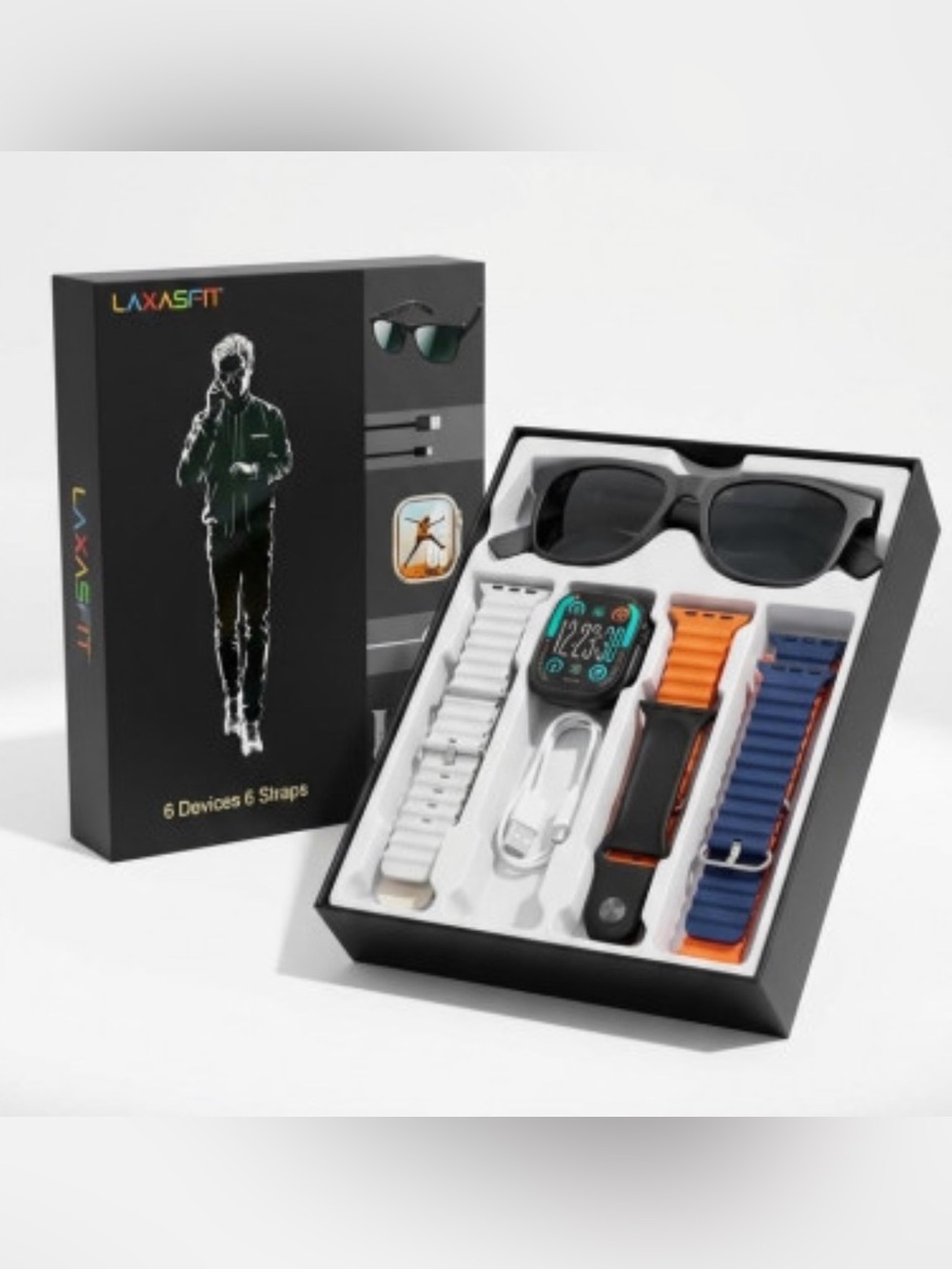 Smartwatch Bundle with Black Frame and Interchangeable Bands